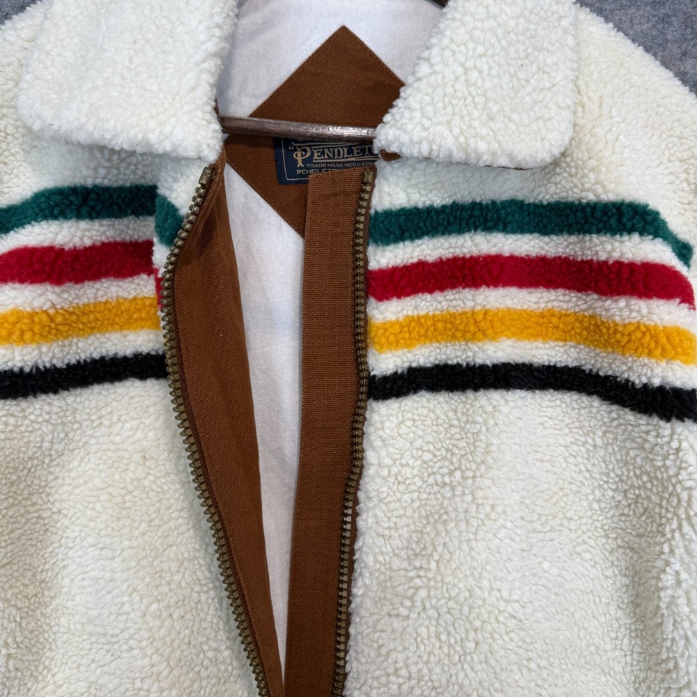 Pendleton Glacier Sunset Jacket Womens Medium Sherpa Pile Fleece Colorful Cream - Picture 5 of 15